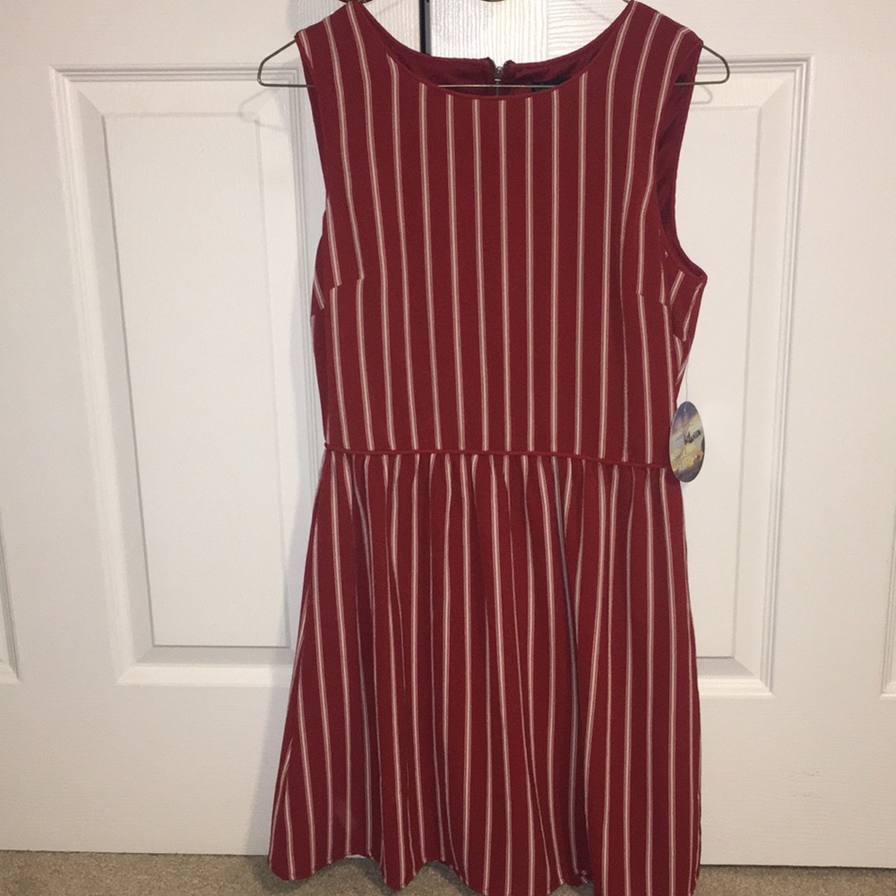 Red and cream striped dress